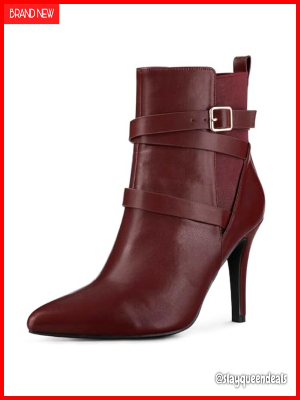 Faux Leather Chelsea Ankle Boot Stiletto Pointed Toe Pull On Women's